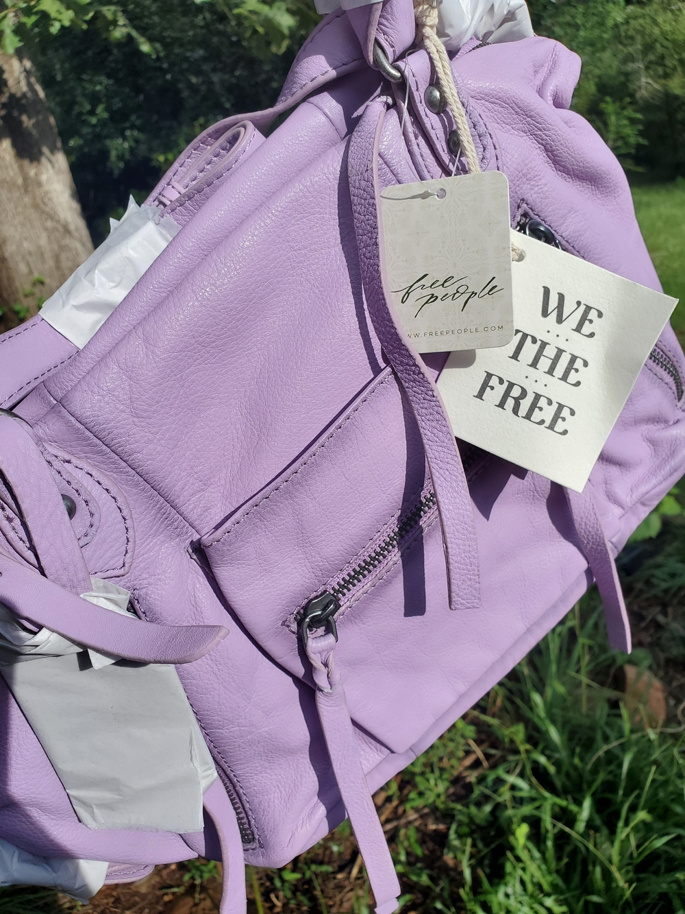 Free People Baby Emerson Lilac Leather Shoulder Bag - Picture 7 of 9